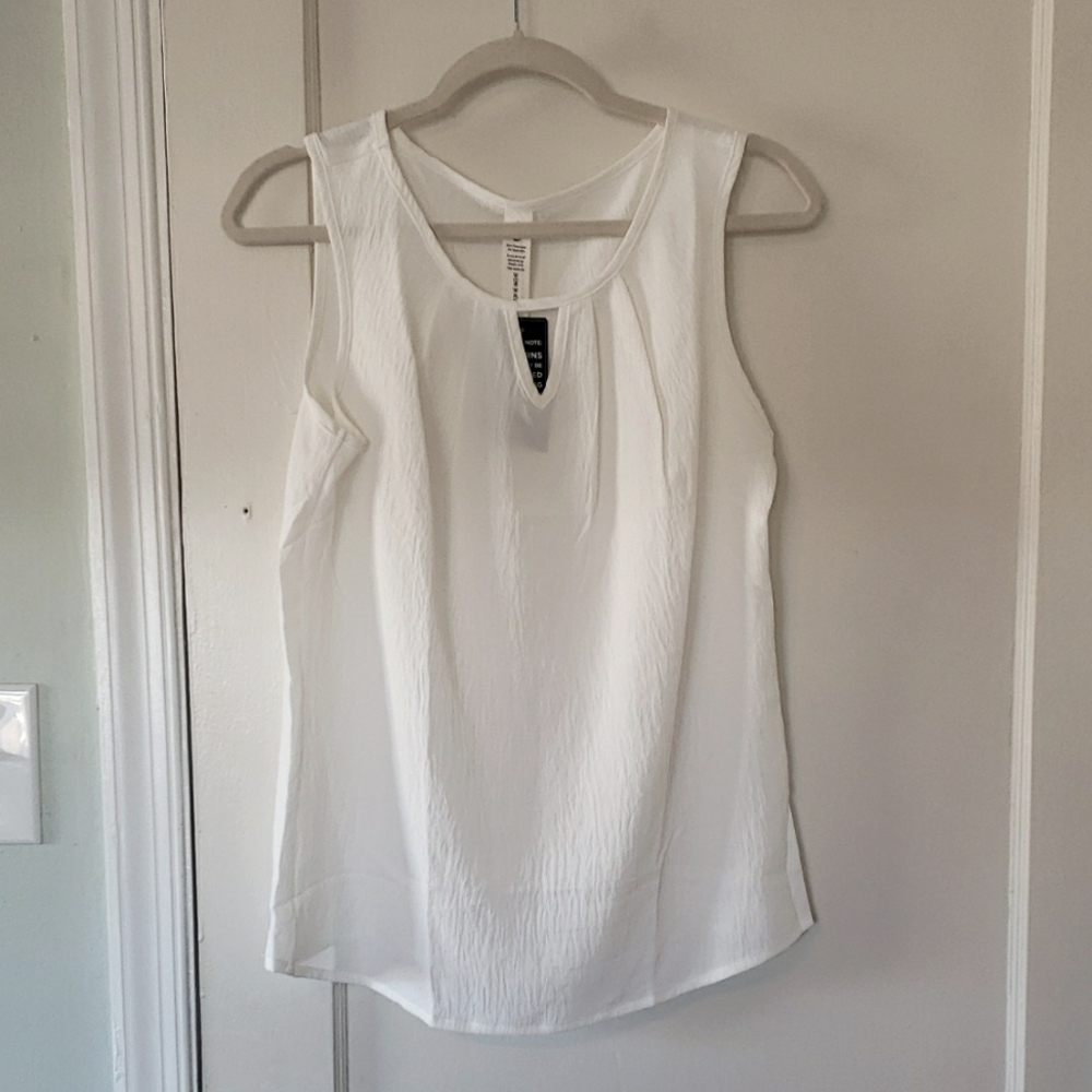 White Sleeveless Blouse Top Small